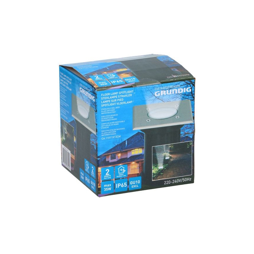 Grundig 07540 - Vonkajšie nájazdové svietidlo 1xGU10/35W/230V IP65 hranatý