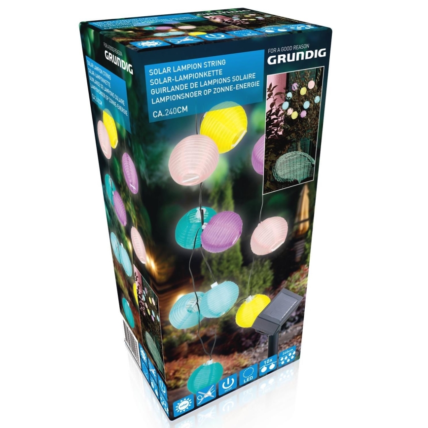 Grundig 14106 - LED Solárna reťaz 2,4m 10xLED/1,2V 600 mAh