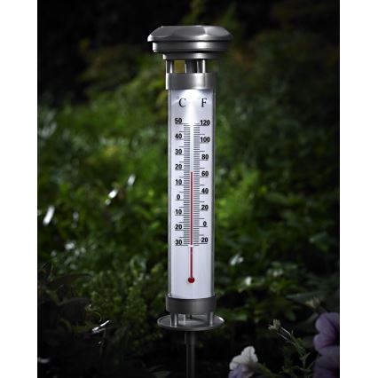 Grundig 89640 - LED solárna lampa s teplomerom 1xLED/1,2V 600 mAh IP44