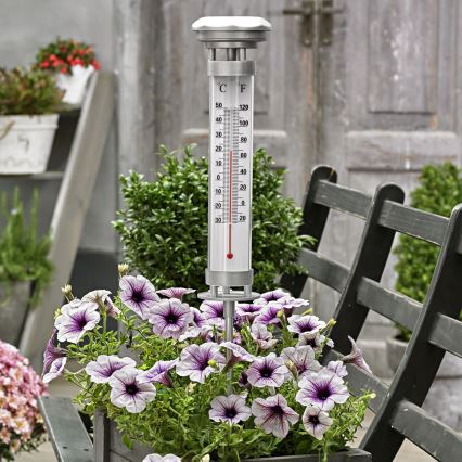 Grundig 89640 - LED Solárna lampa s teplomerom 1xLED/1,2V