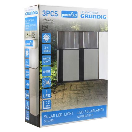 Grundig 90048 - SADA 3x Solárna lampa LED/5,5x28cm