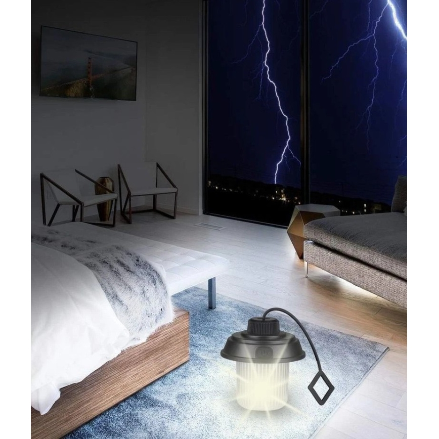 Grundig - LED kempingová svietilka LED/3xAA 3000/4500/6000K IP44 čierna