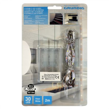Grundig - LED Pásik 2m LED/3xAA denná biela
