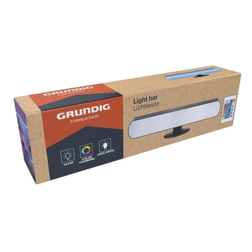 Grundig - LED RGBW Stmievateľná stolná lampa LED/0,7W/5V čierna + diaľkové ovládanie