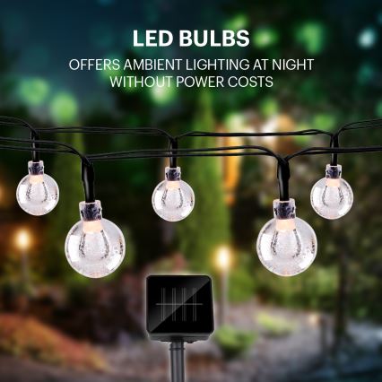 Grundig - LED Solárna reťaz 50xLED/8 funkcií 6,9m teplá biela