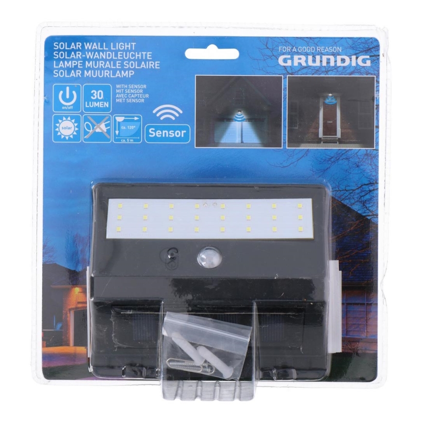 Grundig - LED Solárne svietidlo so senzorom 1xLED/0,25W/1xAA 300 mAh