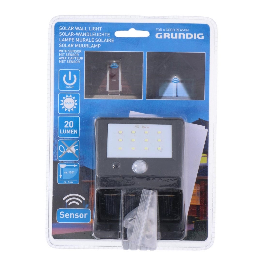Grundig - LED Solárne svietidlo so senzorom 1xLED/0,25W/1xAA 600 mAh