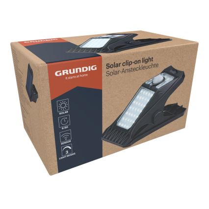 Grundig - LED Solárne svietidlo so senzorom CLIP-ON LED/9W/3,7V IP44