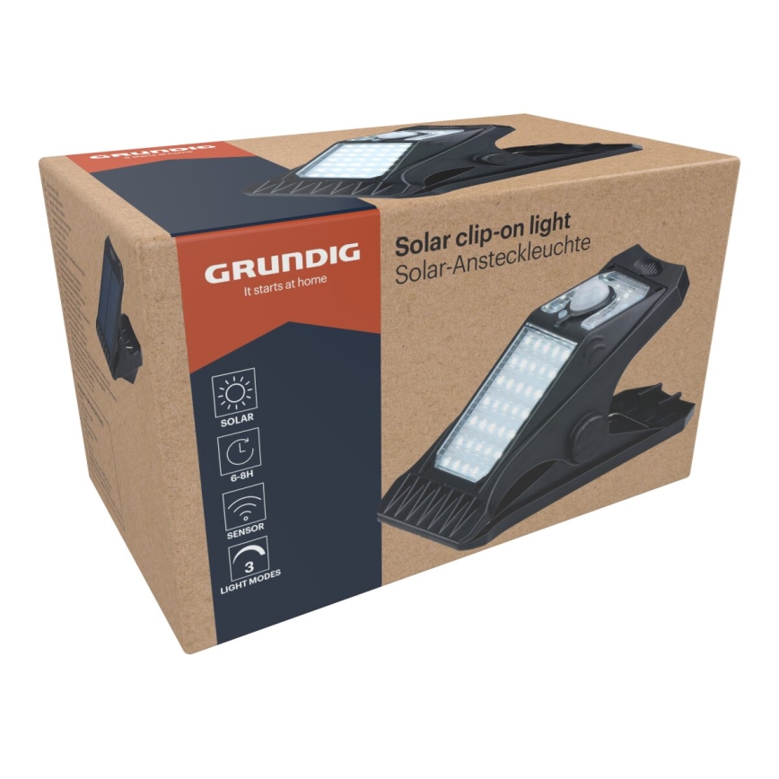 Grundig - LED Solárne svietidlo so senzorom CLIP-ON LED/9W/3,7V IP44