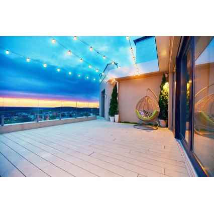 Grundig - LED Stmievateľná solárna reťaz 50xLED/8 funkcií 9,35m teplá biela + diaľkové ovládanie