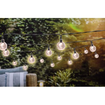 Grundig - LED Stmievateľná solárna reťaz 50xLED/8 funkcií 9,35m teplá biela + diaľkové ovládanie