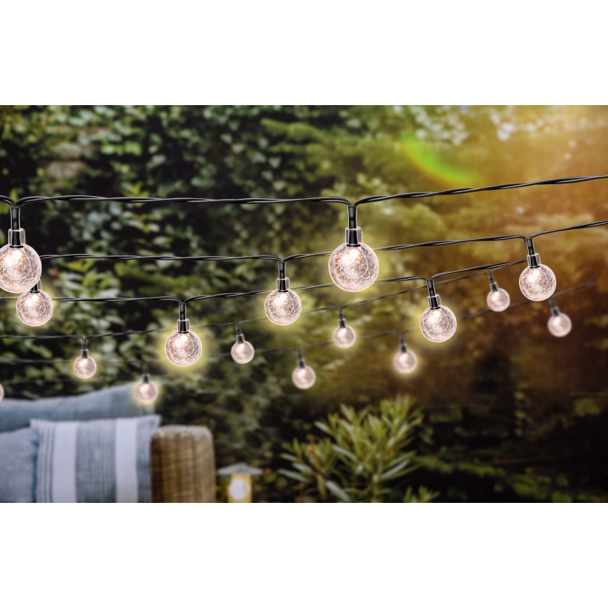 Grundig - LED Stmievateľná solárna reťaz 50xLED/8 funkcií 9,35m teplá biela + diaľkové ovládanie