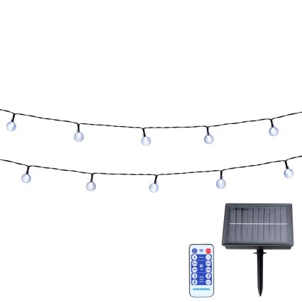 Grundig - LED Stmievateľná solárna reťaz 50xLED/8 funkcií 9,35m teplá biela + diaľkové ovládanie