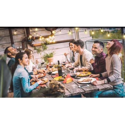 Grundig - LED stmievateľný solárny reťazec 50xLED/8 funkcií 9,35 m teplá biela 1200 mAh + DO