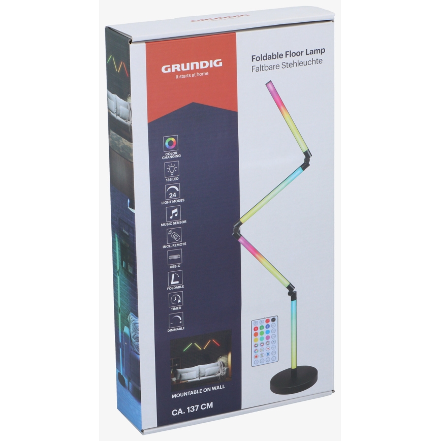 Grundig - LED RGB Stmievateľná stojacia lampa 2v1 LED/230V + diaľkové ovládanie