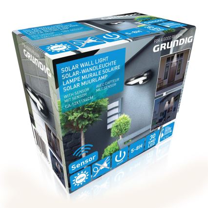 Grundig - SADA 2x LED solárne nástenné svietidlo so senzorom pohybu a súmraku LED/3,2V 600 mAh