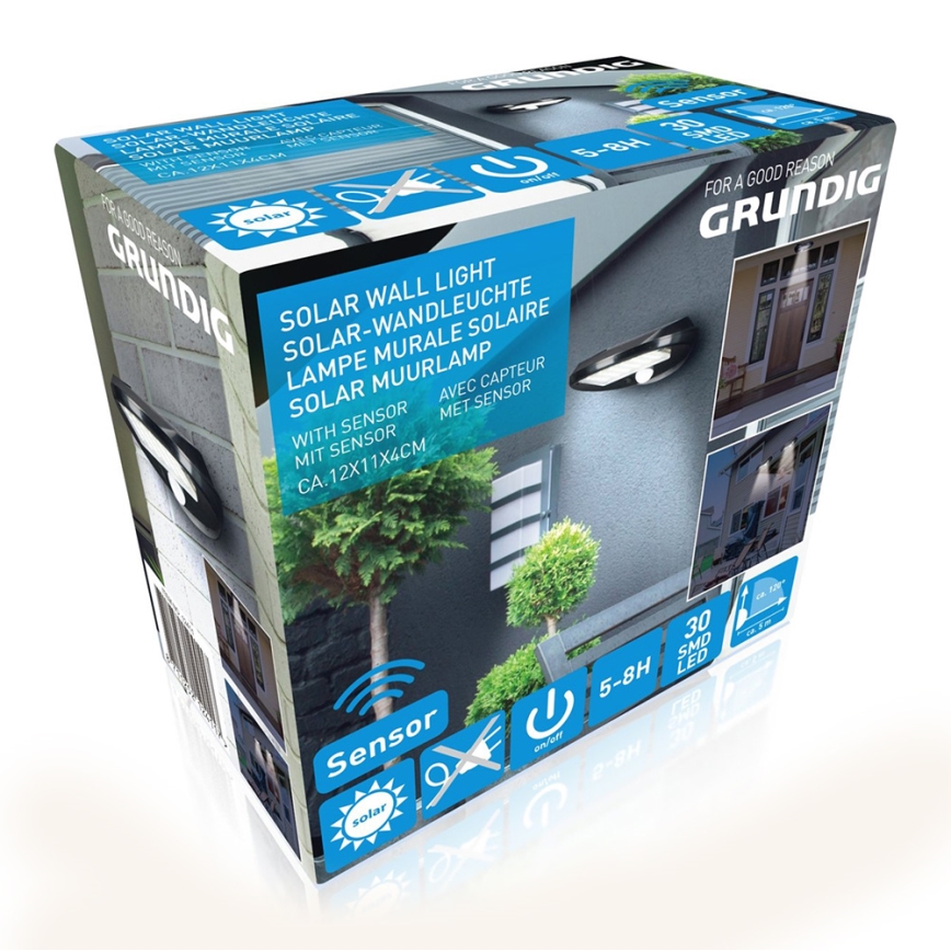 Grundig - SADA 2x LED solárne nástenné svietidlo so senzorom pohybu a súmraku LED/3,2V 600 mAh