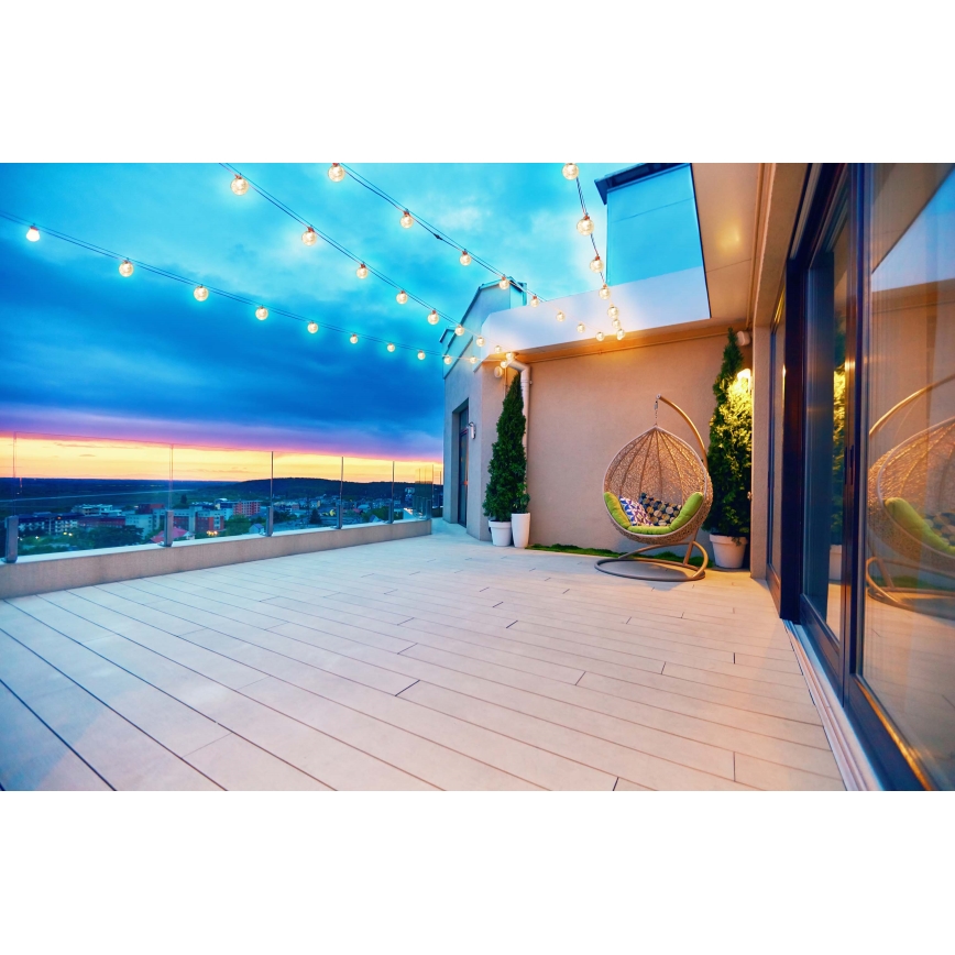 Grundig - Solárna stmievateľná svetelná reťaz 50 LED/8 funkcií 9,35 m teplá biela 1200 mAh IP44 + diaľkové ovládanie