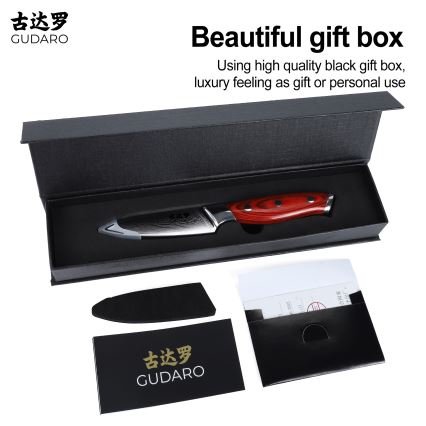 Gudaro - Damaškový kuchynský nôž KENSHO 3,5, 67 vrstiev ocele, dĺžka 9,5 cm