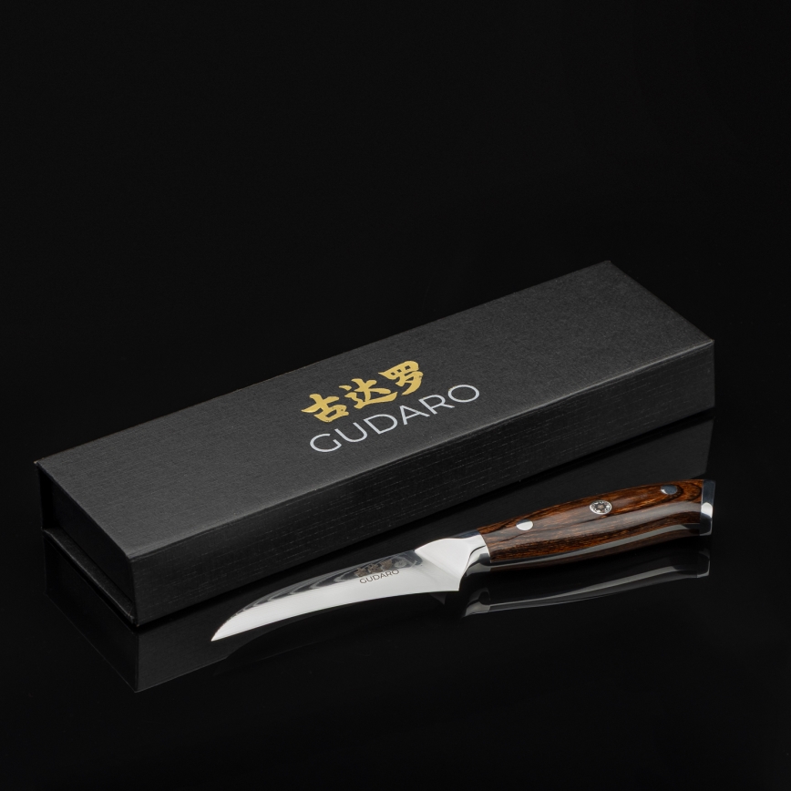 Gudaro - Damaskový kuchynský nôž na ovocie FENG 3,5, 67 vrstiev ocele, dĺžka 9,5 cm