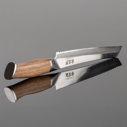Gudaro - Damaškový kuchynský nôž na pečivo TAKUMI 8, 67 vrstiev ocele, dĺžka 20 cm, orech