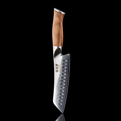 Gudaro - Damaškový Santoku kuchynský nôž TAKUMI 7, 67 vrstiev ocele, dĺžka 17,5 cm, orech