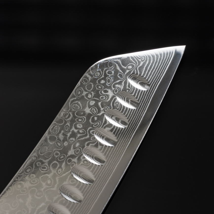 Gudaro - Damaškový Santoku kuchynský nôž TAKUMI 7, 67 vrstiev ocele, dĺžka 17,5 cm, orech