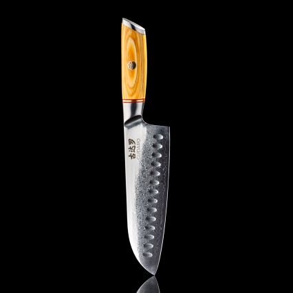 Gudaro - Damaškový Santoku kuchynský nôž HIKARI 7, 67 vrstiev ocele, dĺžka 17,5 cm