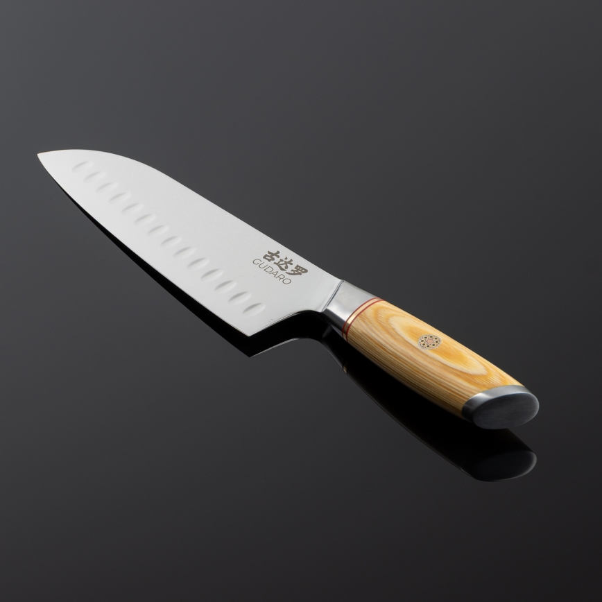 Gudaro - Damaškový Santoku kuchynský nôž HIKARI 7, 67 vrstiev ocele, dĺžka 17,5 cm