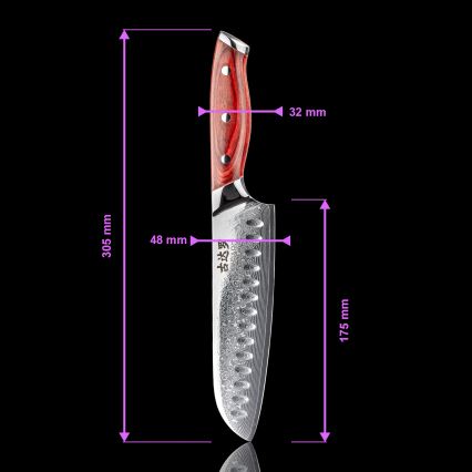 Gudaro - Damaškový Santoku kuchynský nôž KENSHO 7, 67 vrstiev ocele, dĺžka 17,5 cm
