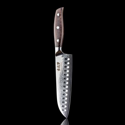 Gudaro - damaškový Santoku kuchynský nôž SHIRO 7, 67 vrstiev ocele, dĺžka 17,5 cm