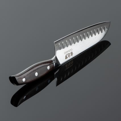 Gudaro - damaškový Santoku kuchynský nôž SHIRO 7, 67 vrstiev ocele, dĺžka 17,5 cm