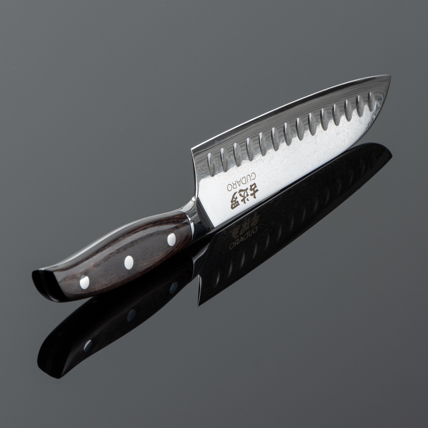 Gudaro - damaškový Santoku kuchynský nôž SHIRO 7, 67 vrstiev ocele, dĺžka 17,5 cm