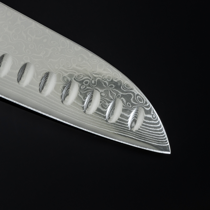Gudaro - damaškový Santoku kuchynský nôž SHIRO 7, 67 vrstiev ocele, dĺžka 17,5 cm
