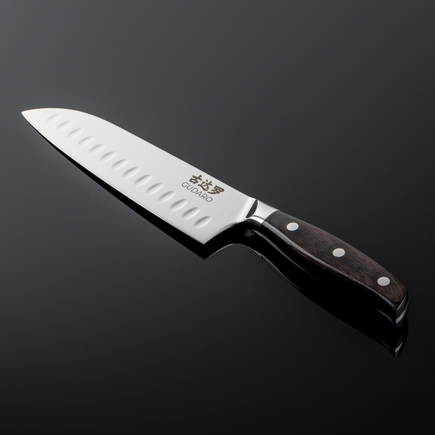 Gudaro - damaškový Santoku kuchynský nôž SHIRO 7, 67 vrstiev ocele, dĺžka 17,5 cm