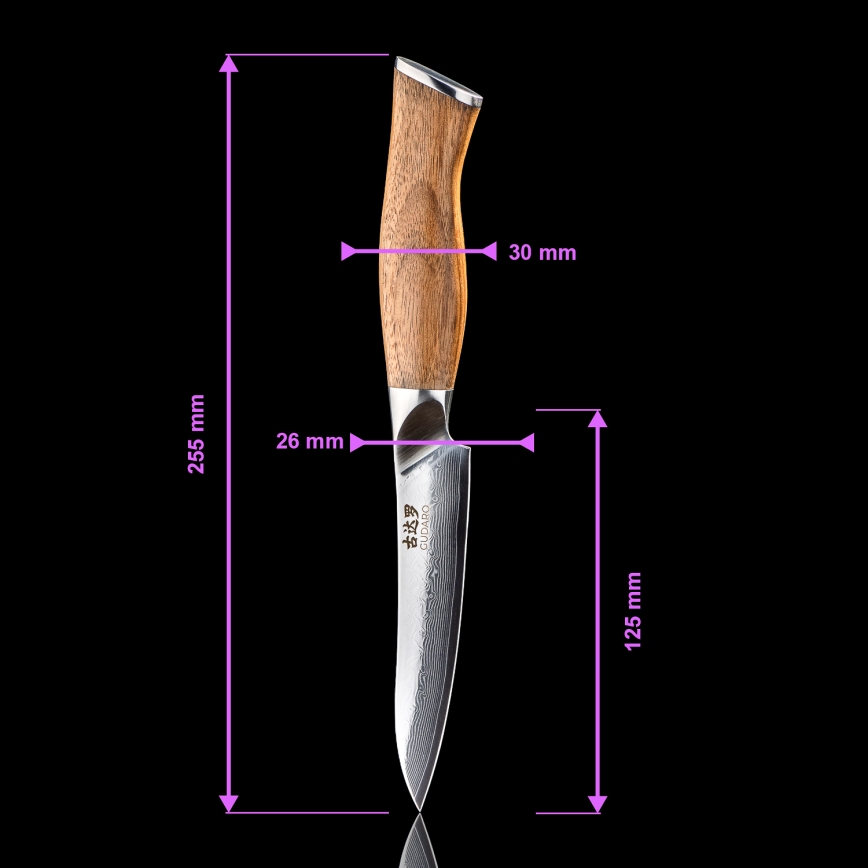 Gudaro - Damaškový univerzálny kuchynský nôž TAKUMI 5, 67 vrstiev ocele, dĺžka 12,5 cm, orech