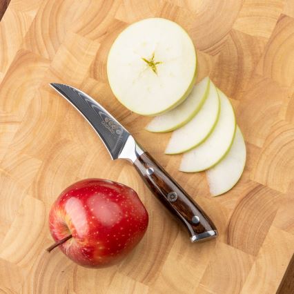 Gudaro - SADA 1x Damaškový šéfkuchársky nôž FENG 8, 67 vrstiev ocele, dĺžka 20 cm + 1x damaškový Santoku kuchynský nôž FENG 7,5, 67 vrstiev ocele, dĺžka 18 cm + 1x ZADARMO damaškový kuchynský nôž na ovocie FENG 3,5, 67 vrstiev ocele, dĺžka 9,5 cm