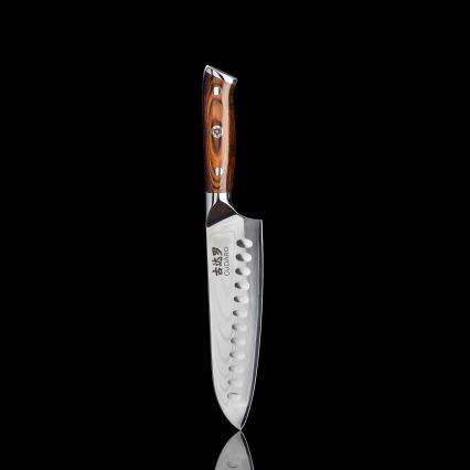 Gudaro - SADA 1x Damaškový šéfkuchársky nôž FENG 8, 67 vrstiev ocele, dĺžka 20 cm + 1x damaškový Santoku kuchynský nôž FENG 7,5, 67 vrstiev ocele, dĺžka 18 cm + 1x ZADARMO damaškový kuchynský nôž na ovocie FENG 3,5, 67 vrstiev ocele, dĺžka 9,5 cm