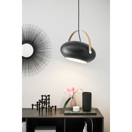 Halo Design 734382 - Závesný luster na lanku DC 1xE27/40W/230V priemer 40 cm čierna/dub