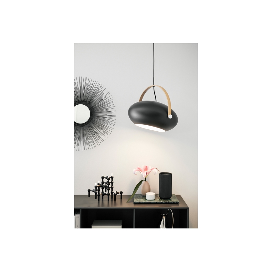 Halo Design 734382 - Závesný luster na lanku DC 1xE27/40W/230V priemer 40 cm čierna/dub