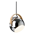 Halo Design 734443 - Závesný luster na lanku DC 1xE27/40W/230V priemer 18 cm lesklý chróm/dub
