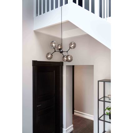 Halo Design 738823 - Závesný luster na lankách ATOM 6xG9/28W/230V pr. 57 cm čierna/dymová čierna