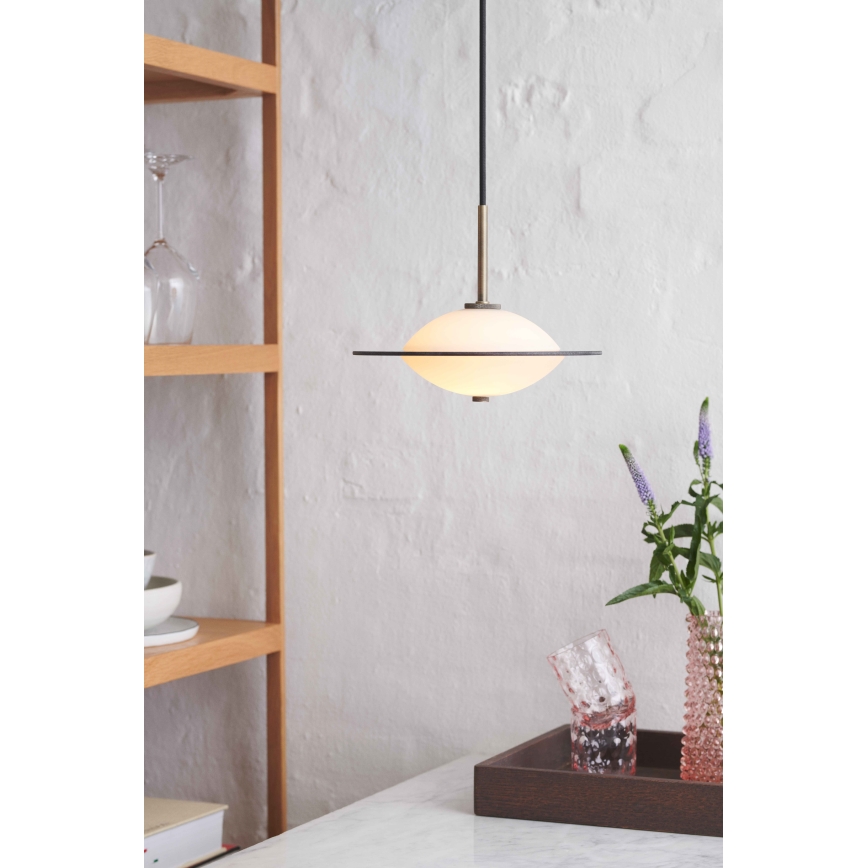Halo Design 743599 - Luster na lanku ORBIT 1xG9/7W/230V pr. 24 cm biela/mosadz/dymová sivá