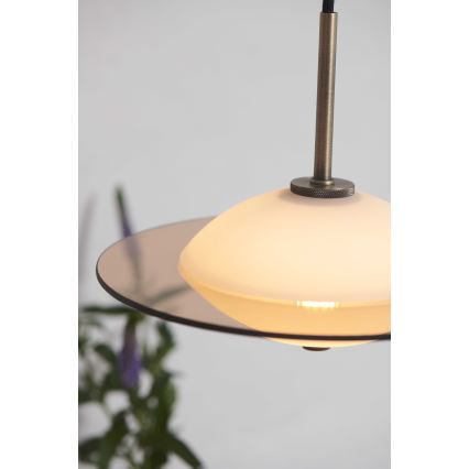 Halo Design 743599 - Luster na lanku ORBIT 1xG9/7W/230V pr. 24 cm biela/mosadz/dymová sivá