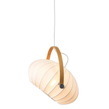 Halo Design 746347 - Závesné svietidlo s lankom DC 1xE27/40W/230V pr. 40 cm biela/dub