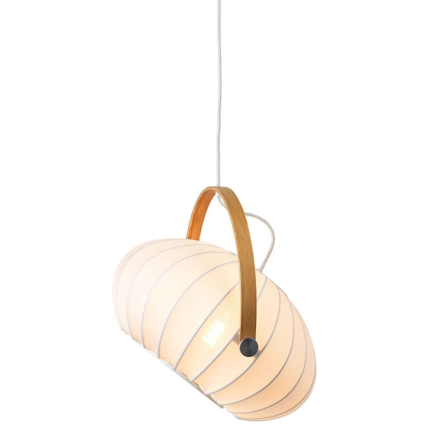 Halo Design 746347 - Závesné svietidlo s lankom DC 1xE27/40W/230V pr. 40 cm biela/dub