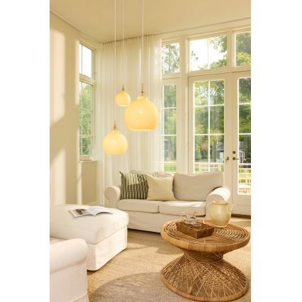 Halo Design 747931 - Závesný luster TOSCANA na lanku 1xG9/28W/230V pr. 18 cm béžová/mosadz