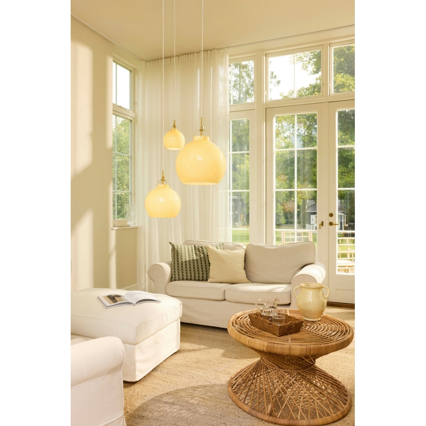 Halo Design 748075 - Luster na lanku TOSCANA 1xE27/40W/230V priem. 36 cm béžová/mosadz