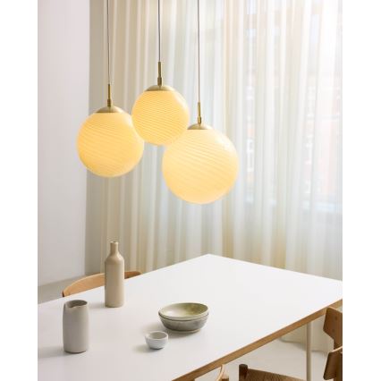 Halo Design 748471 - Luster na lanku CANDY 1xE27/25W/230V priemer 25 cm béžová/mosadz