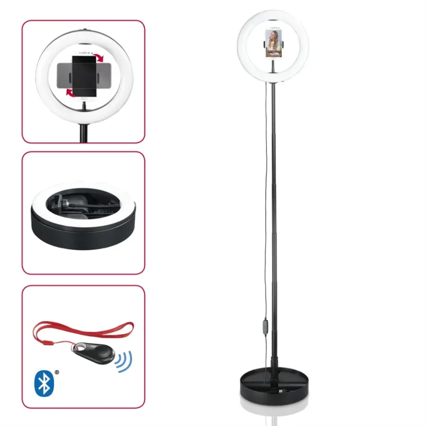 Hama - LED Stmievateľné kruhové svetlo so statívom LED/9,2W/5V pr. 26,5 cm + diaľkové ovládanie